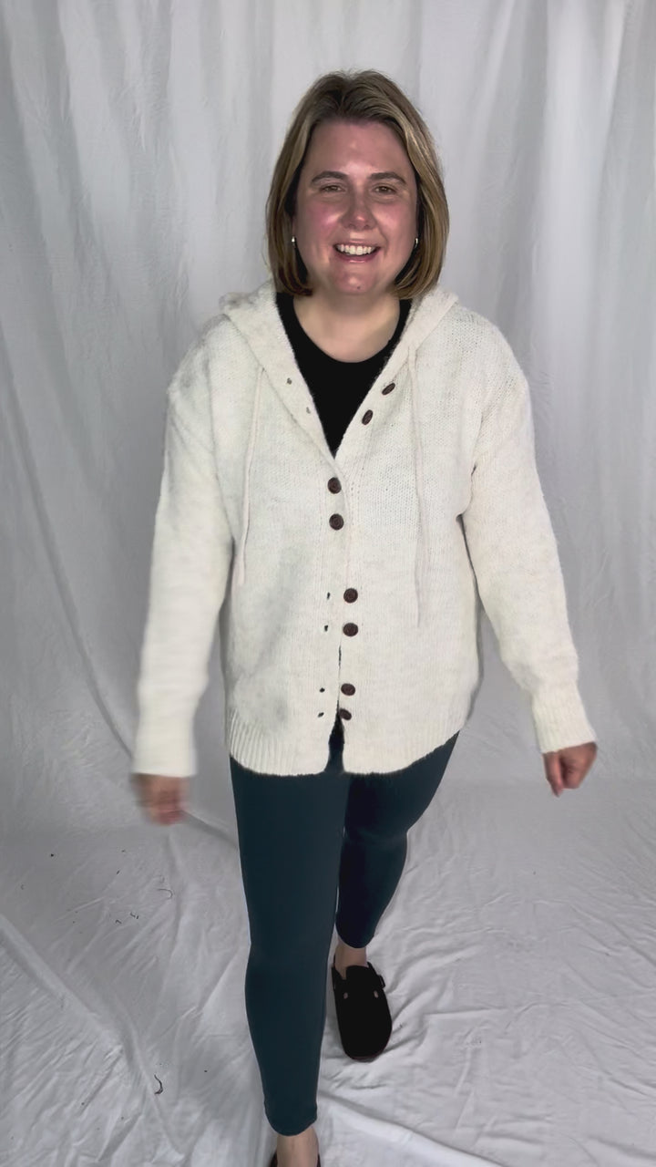 Malachai Button Down Hoodie Cardigan- OATMEAL
