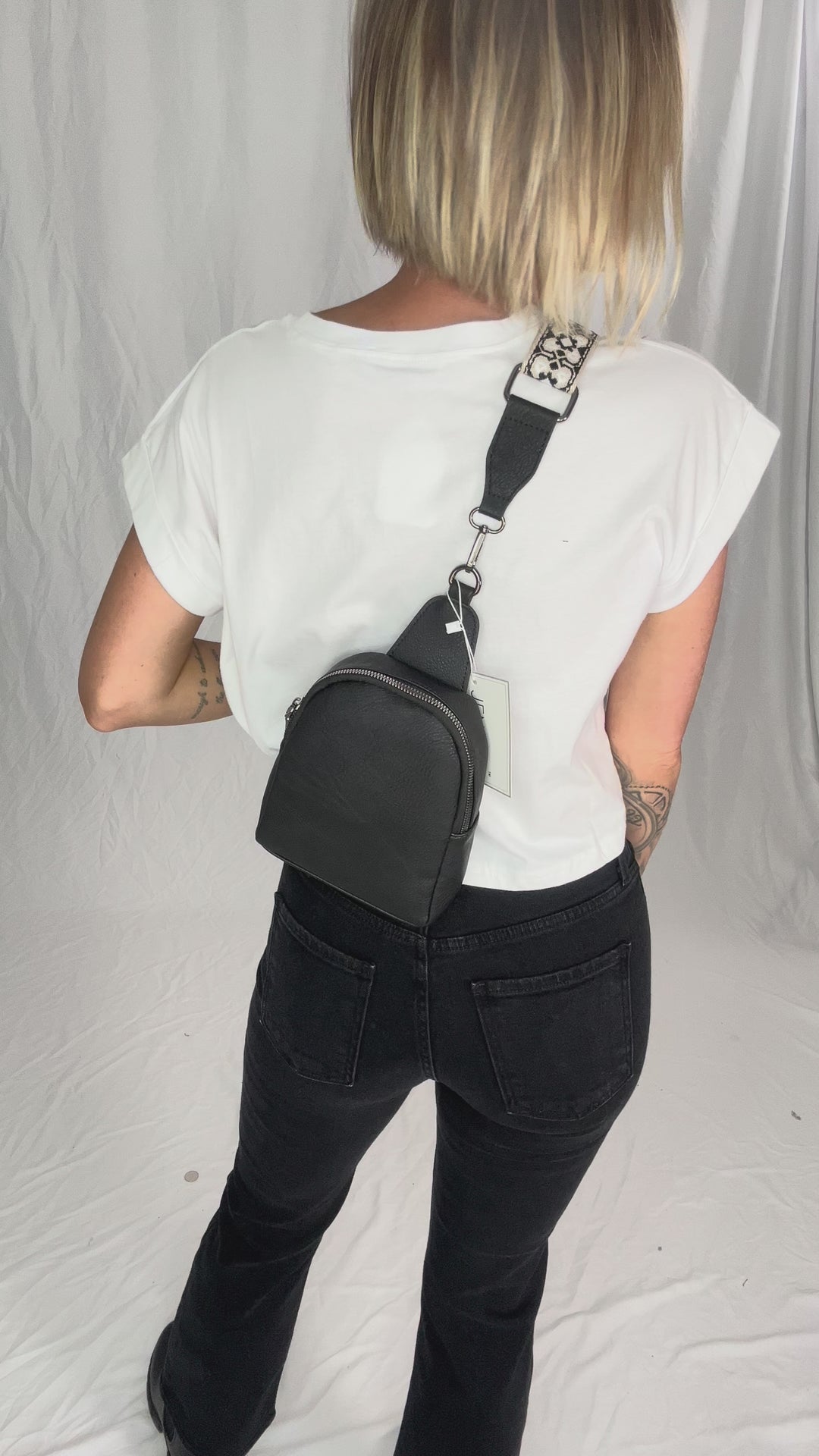 Ellen Sling Bag With Removable Guitar Strap- BLACK