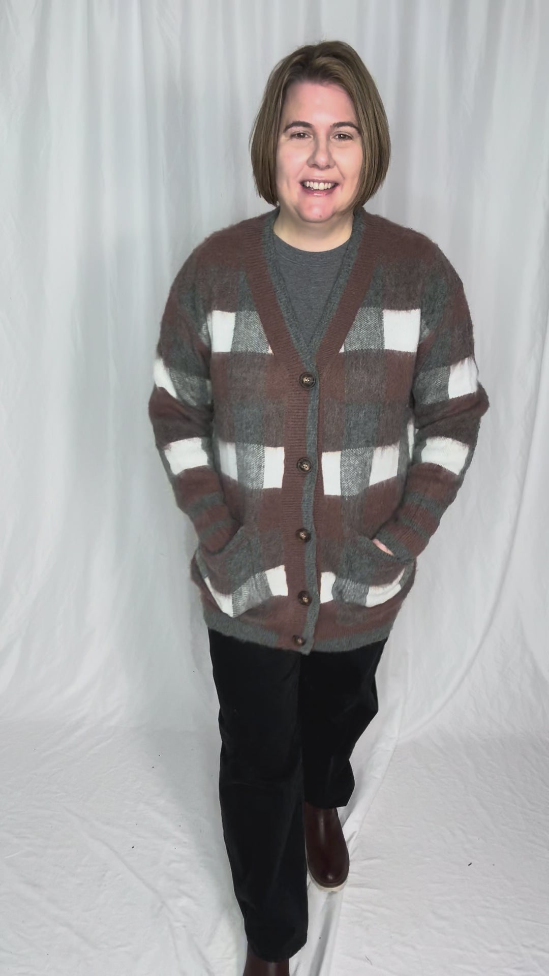 Thistle Tartan Plaid Cardigan- MOCHA