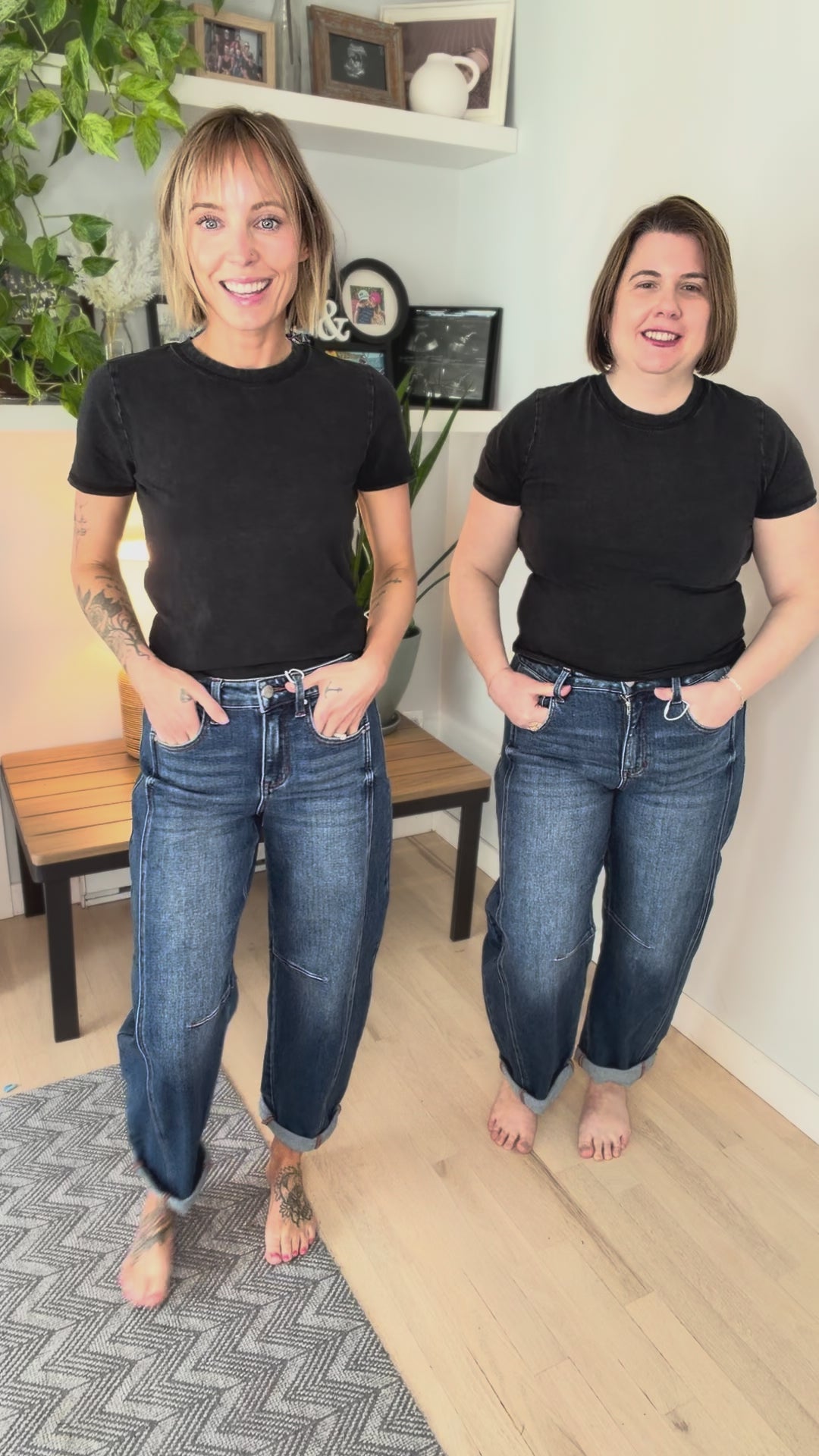 RISEN Ashley High Rise Barrel Jeans- DARK WASH