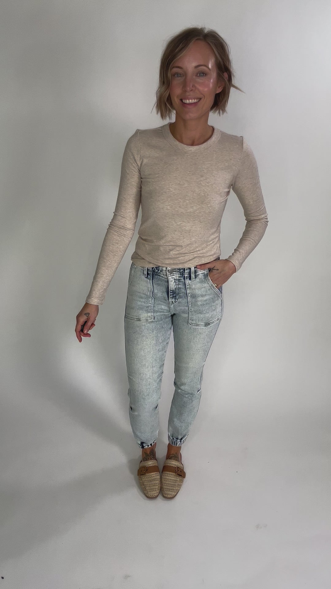 Samantha Round Neck Long Sleeve- OATMEAL