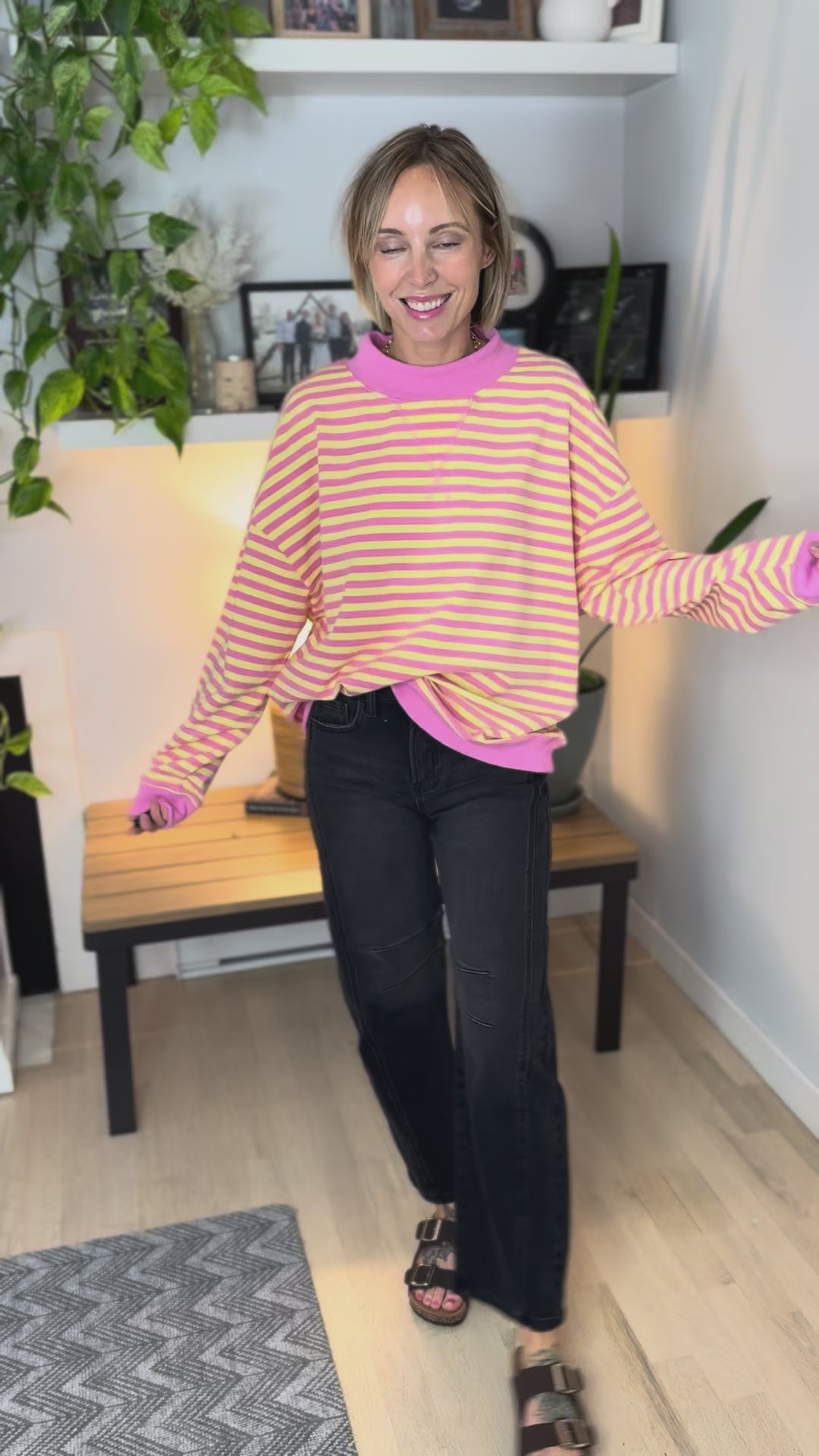 Benson Mock Neck Pullover- PINK LEMONADE