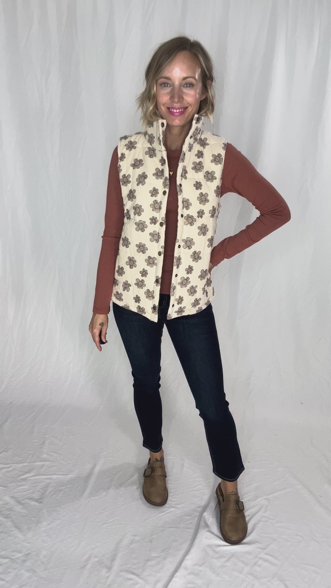 Noah Florah Padded Vest- ECRU