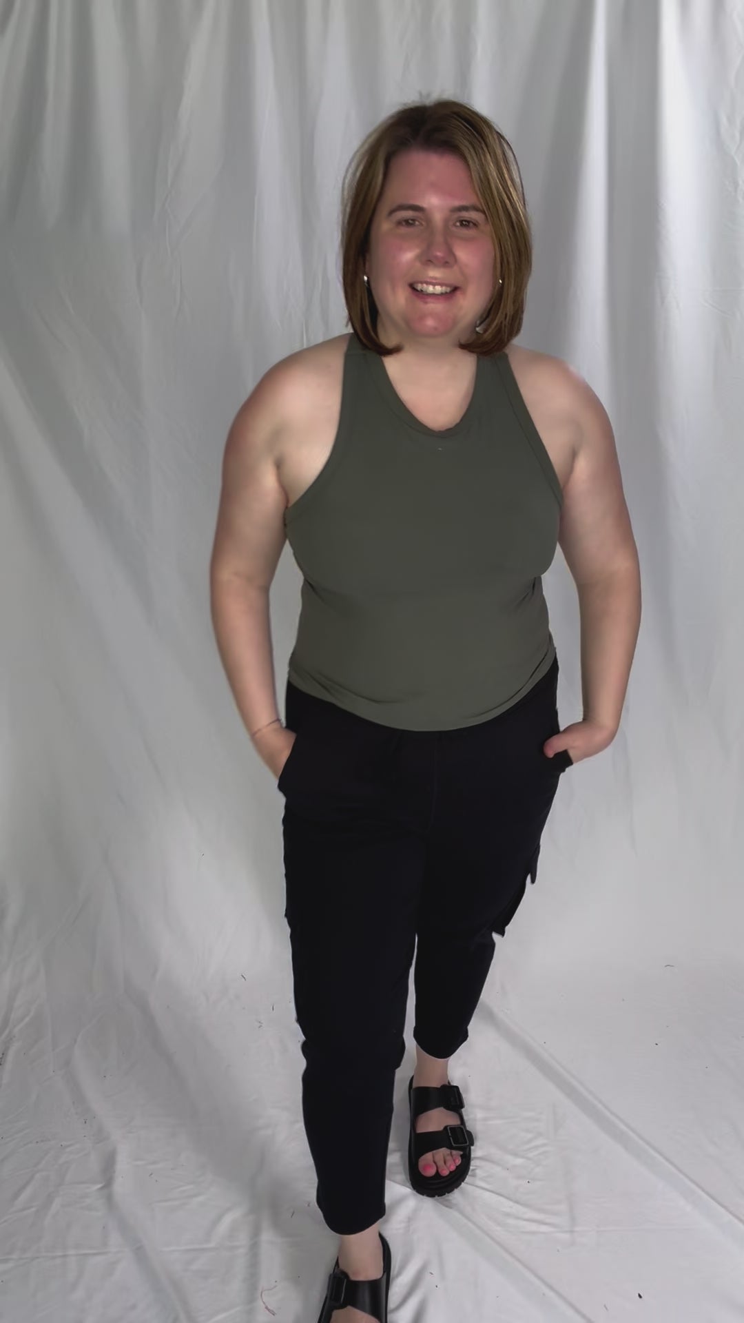 Only The Best Racerback Butter Tank- GREY SAGE-FINAL SALE