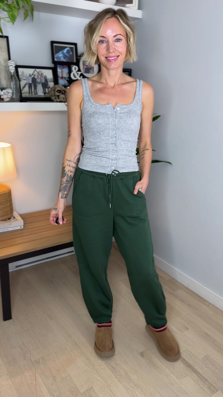MONO B Homestead Fleece Barrel Sweatpants- SYCAMORE
