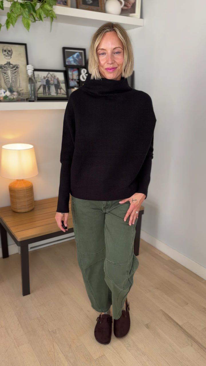 Wild Pines Dolman Sweater- BLACK