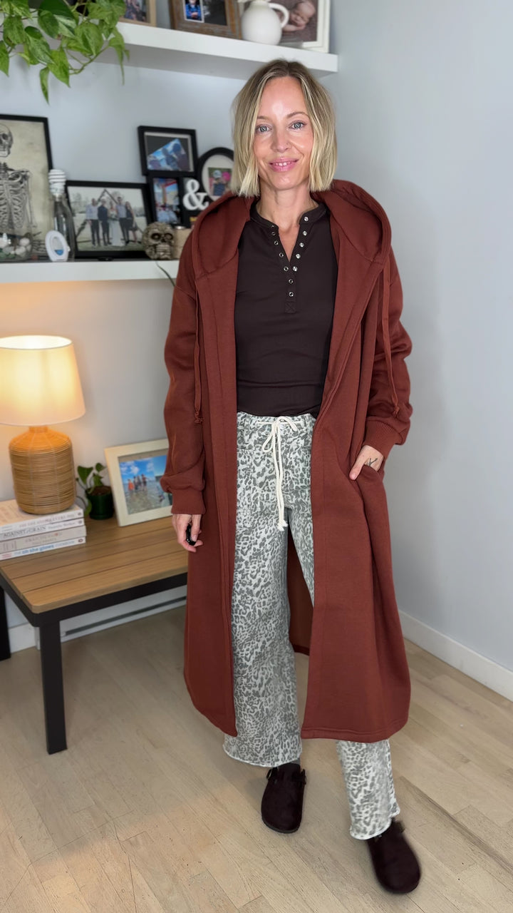 Oslo Hooded Cardigan- BRICK