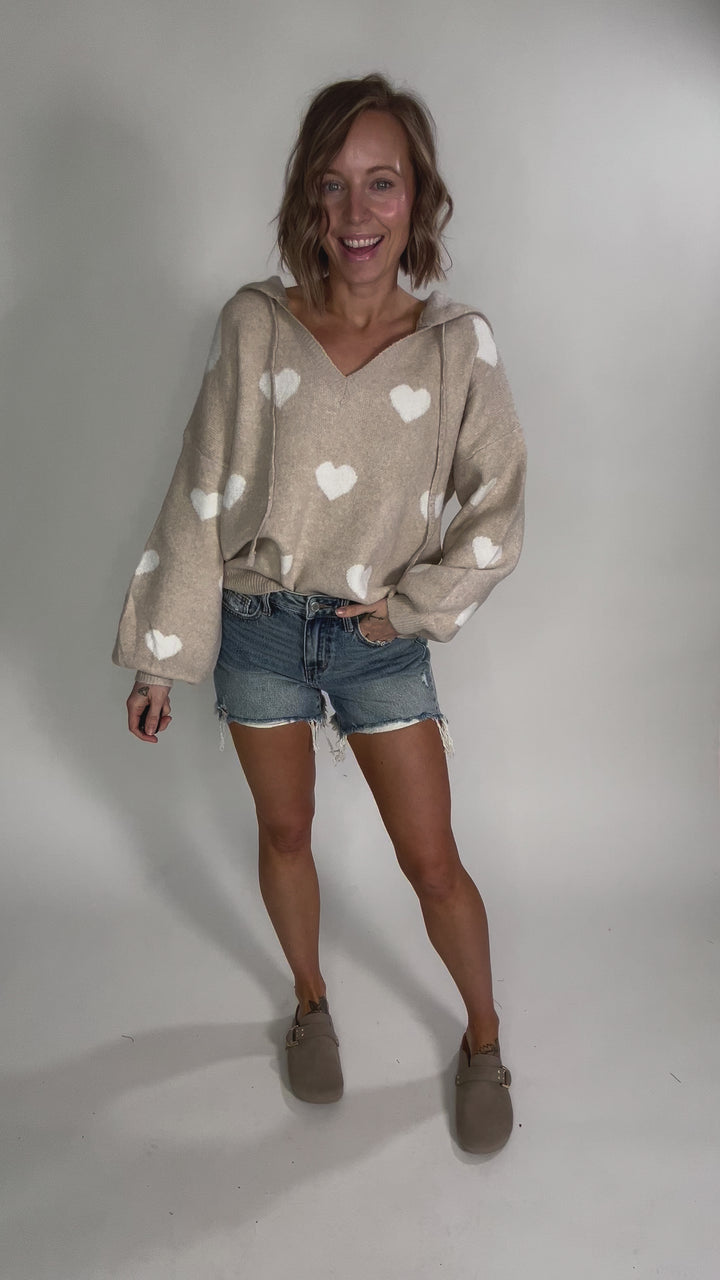 Loved One Heart Sweater- KHAKI