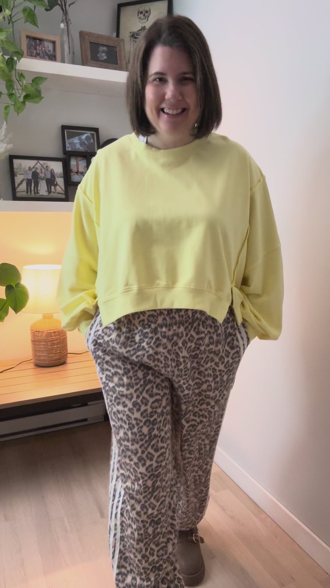 Fierce Side Lines Leopard Track Pants- LEOPARD