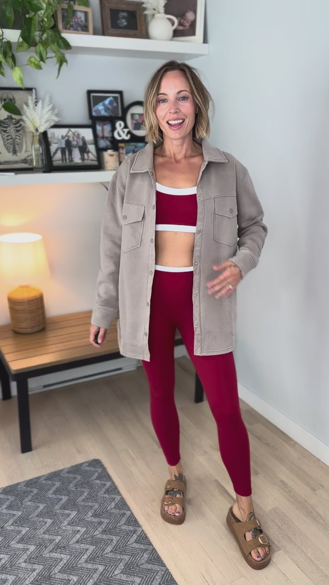 Kimber Contrast Trim Legging- CHERRY