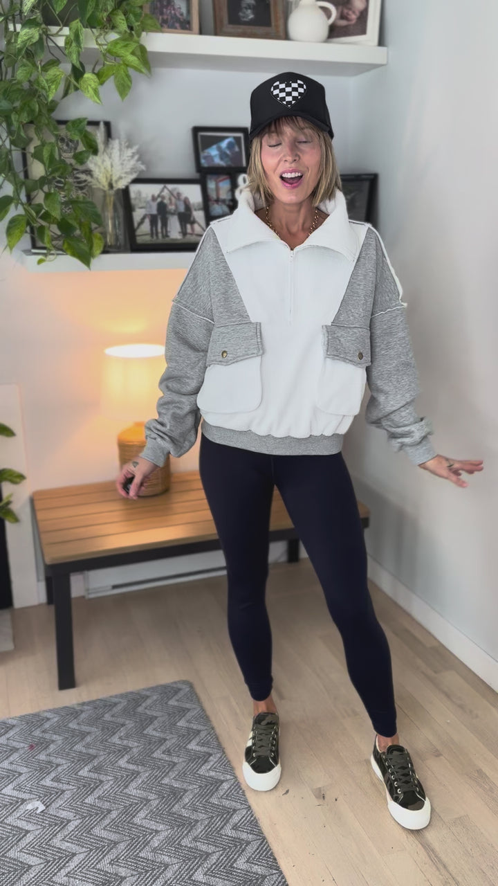 Carter Pullover Fleece Jacket- HEATHER GREY-FINAL SALE *L*