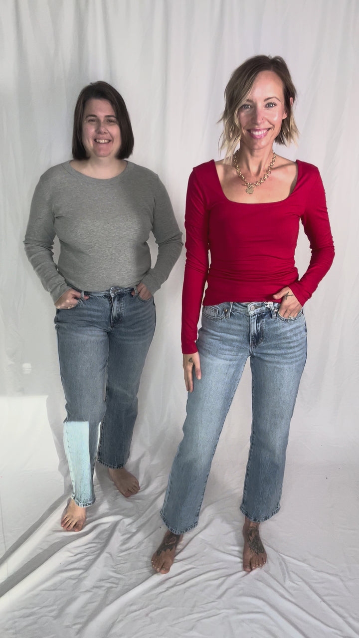 JUDY BLUE True Mid Rise Rigid Magic Straight Leg Jean- MEDIUM WASH