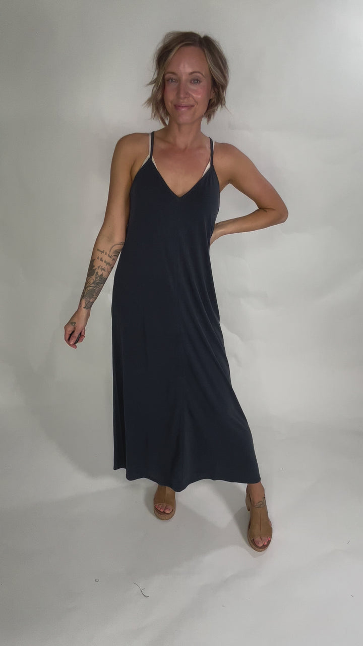 Alba Modal V-Neck Maxi- CHARCOAL-FINAL SALE