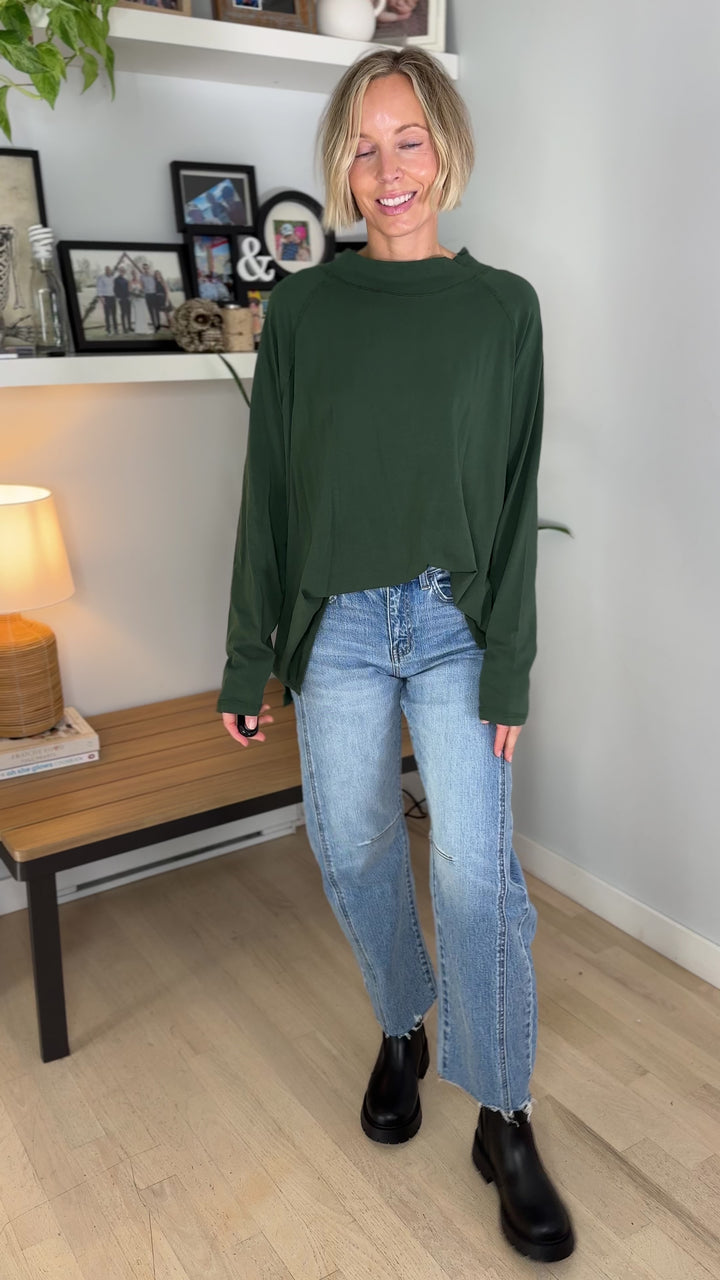 Mono B Scottie Pima Cotton Mockneck Long Sleeve- SYCAMORE