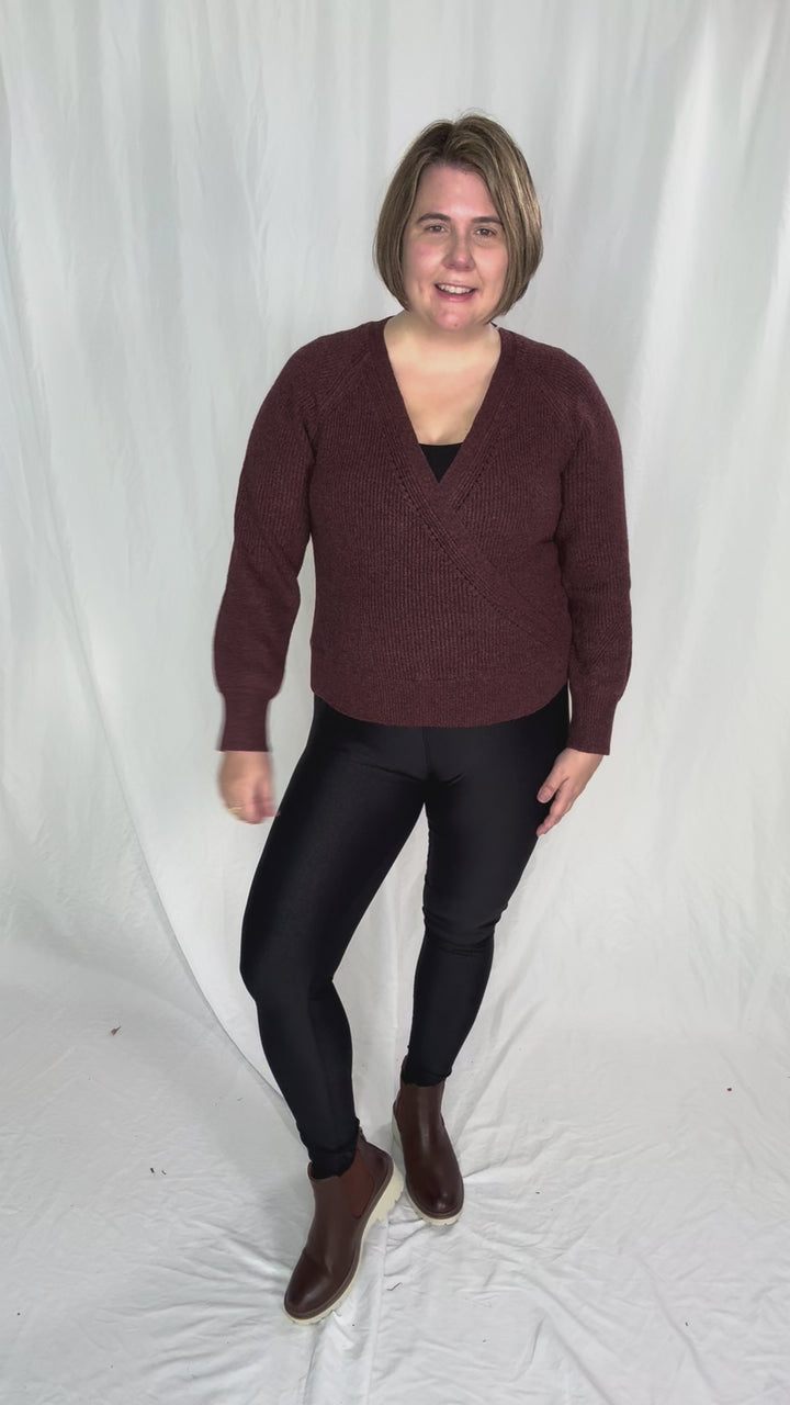 Deirdre Ultra Soft Wrap Sweater- WINE