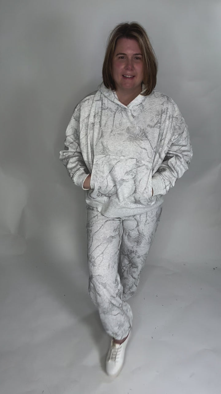 Owen Camouflage Loose Fit Front Pocket Hoodie- GREY