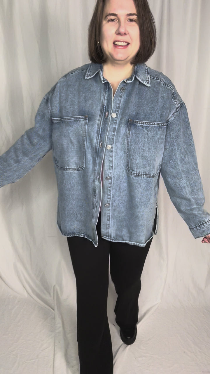 Sloane Denim Shacket- WASHED DENIM