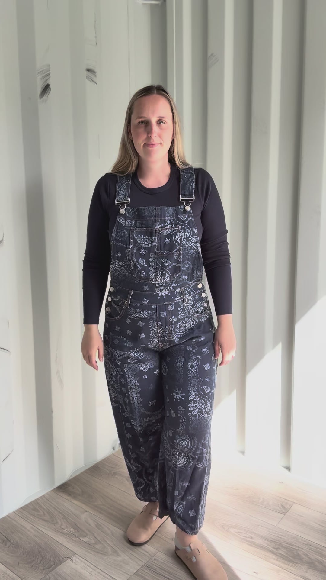 Lettie Paisley Print Barrel Overalls- MIDNIGHT