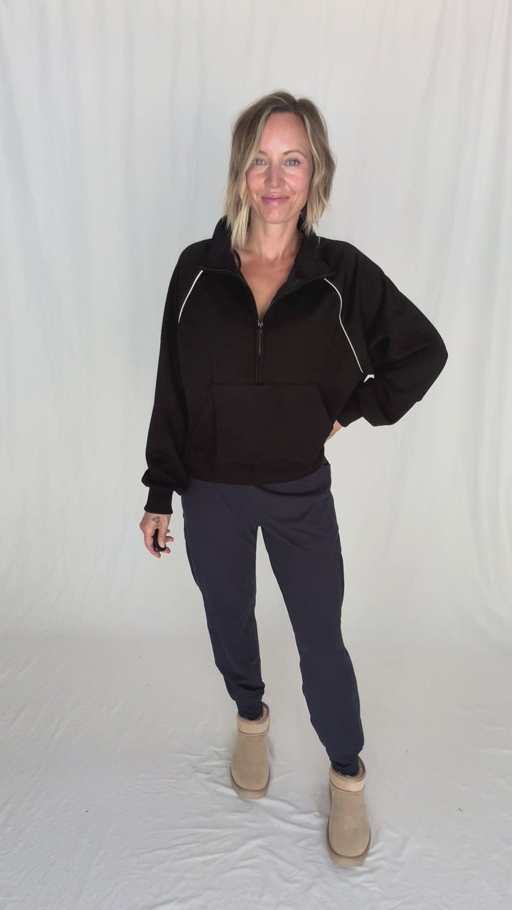 Adriana Scuba 1/2 Zip- BLACK