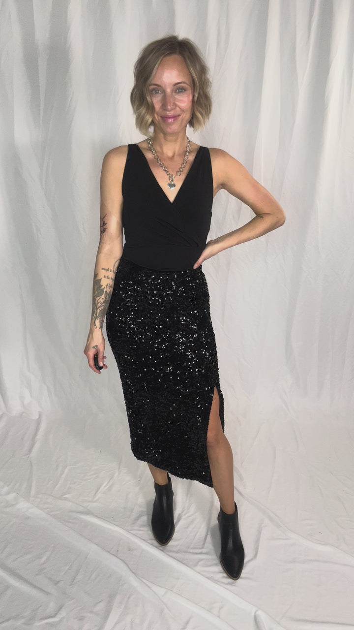 VERO MODA Esta V-Neck Top- BLACK