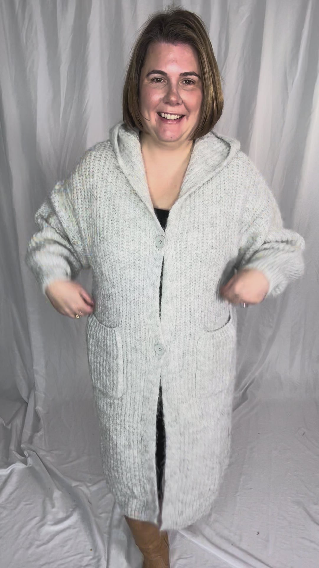 Cabin Cozy Button Up Coatigan- LT GREY