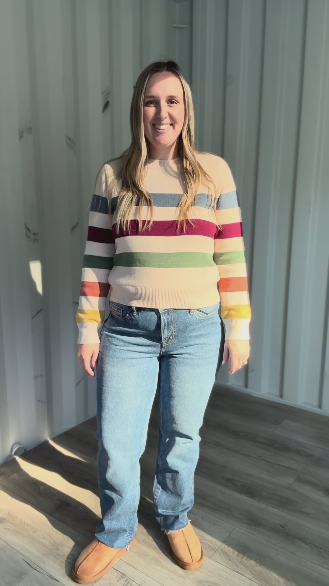 Skye Striped Long Sleeve Sweater- SLATE BLUE MULTI