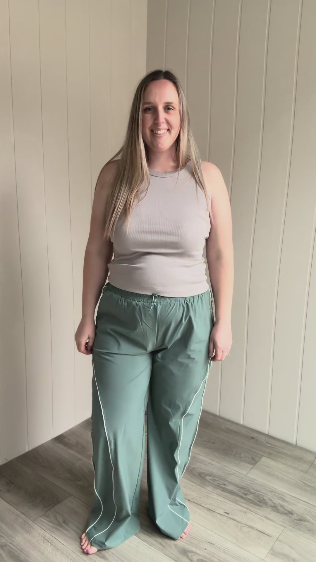 MONO B Laneway Curved Line Track Pants- EUCALYPTUS