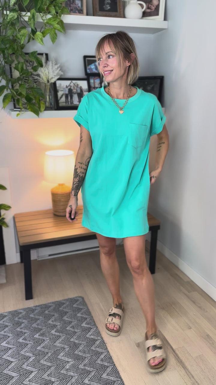 Valentina Cotton T-shirt Dress- MINT