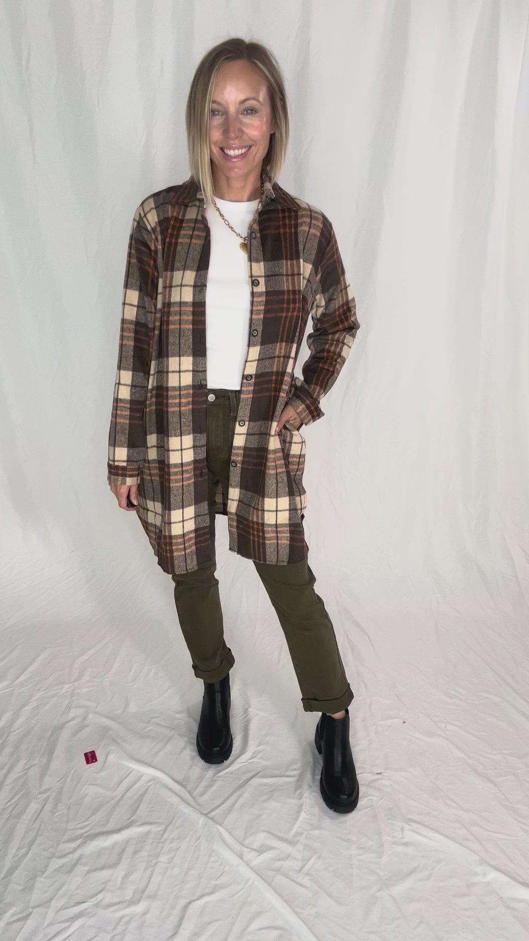 Renfrew Plaid Shacket- APRICOT