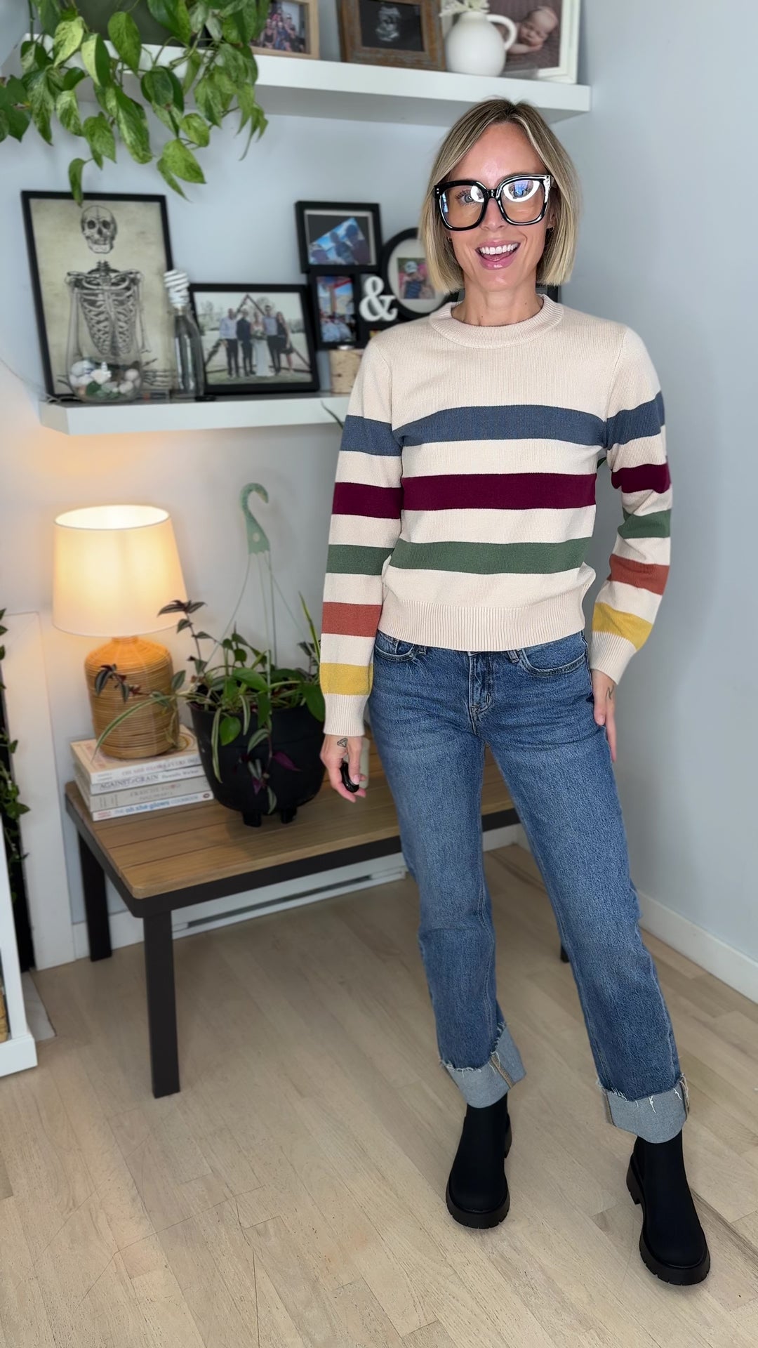 Skye Striped Long Sleeve Sweater- SLATE BLUE MULTI