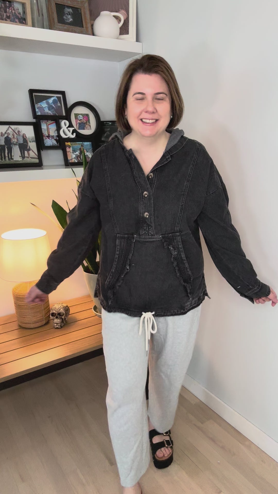 Lucy Denim Hoodie Jacket- BLACK