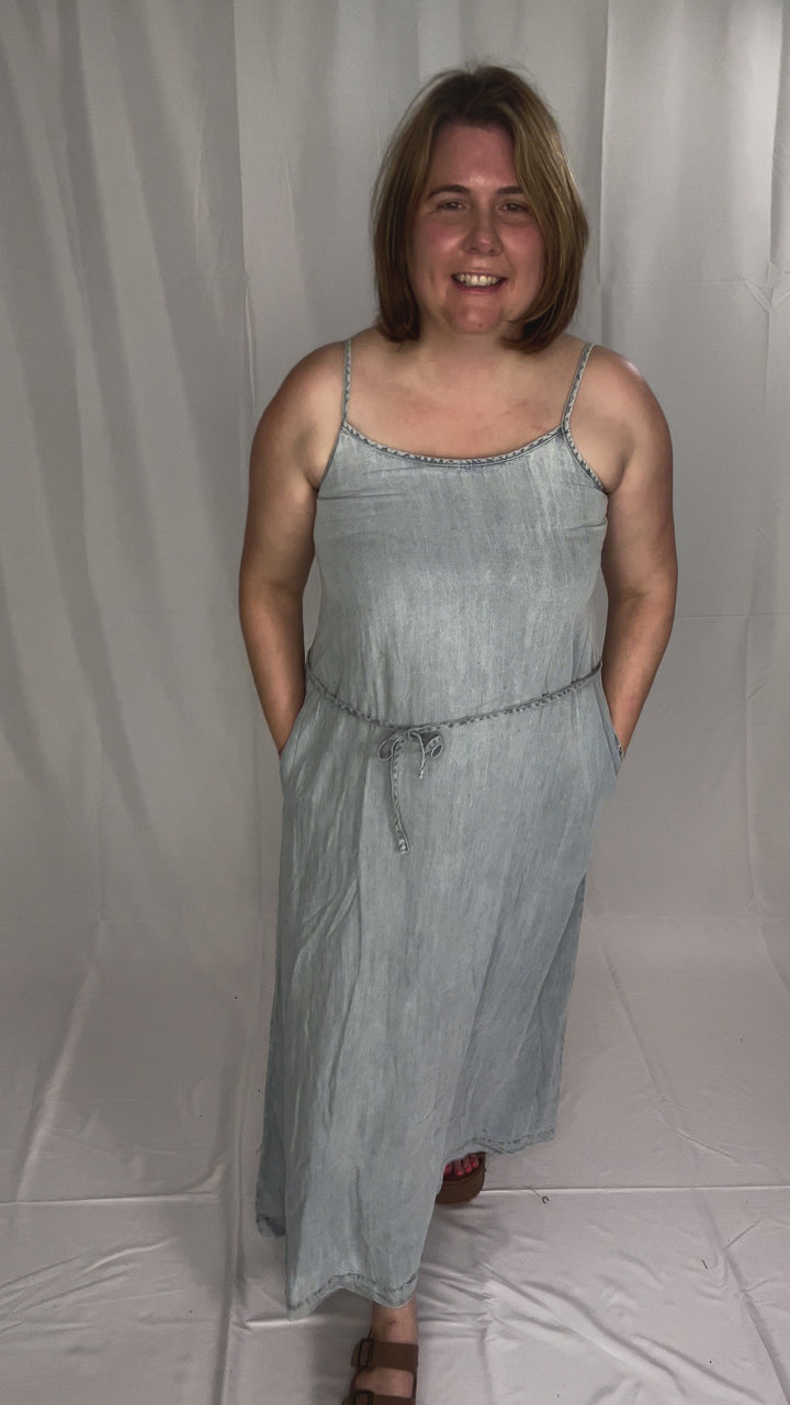 THREAD & SUPPLY Lyra Midi Dress- LIGHT WASH-FINAL SALE