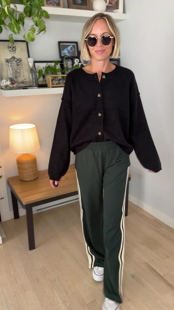 Laurel Button Down Sweater- BLACK