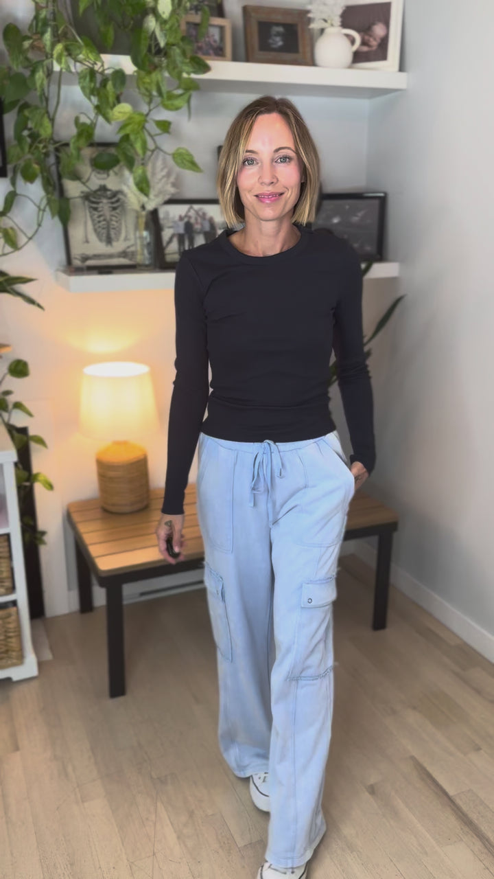 Scottie Snow Washed Cargo Pant- PERIWINKLE
