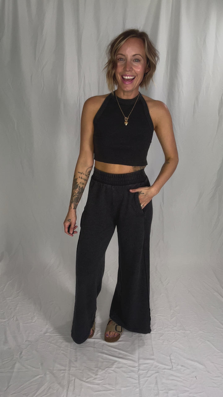 Evangeline Halter Set- CHARCOAL-FINAL SALE