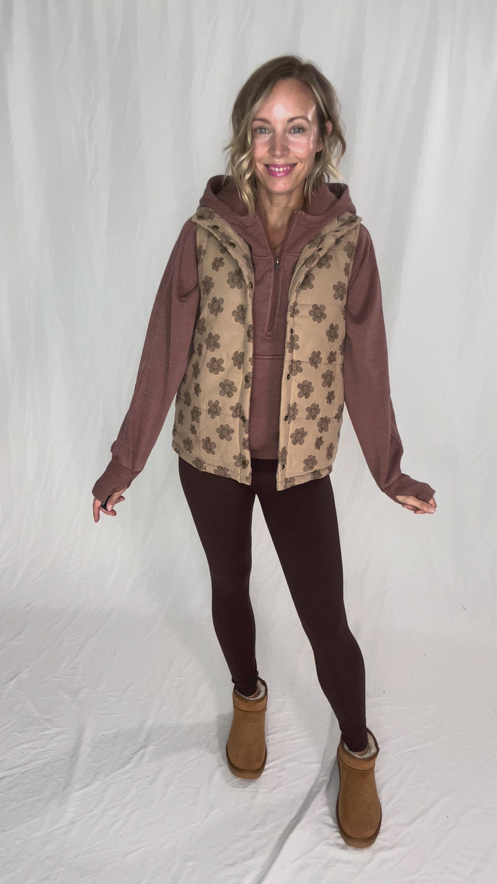 Noah Florah Padded Vest- MOCHA
