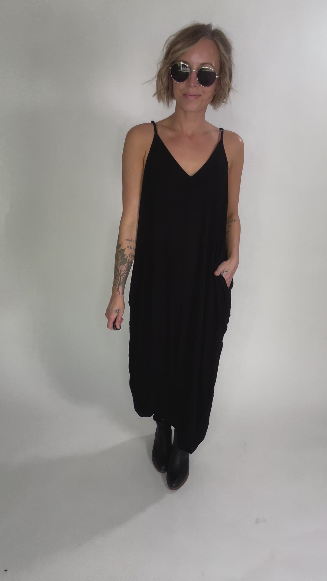 The Original V-Neck Cocoon Maxi Dress- BLACK-FINAL SALE