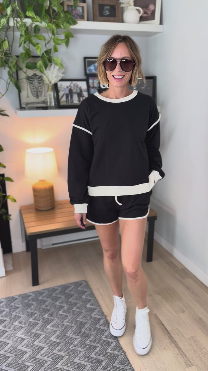 Sheli Cotton Shorts and Top Set- BLACK
