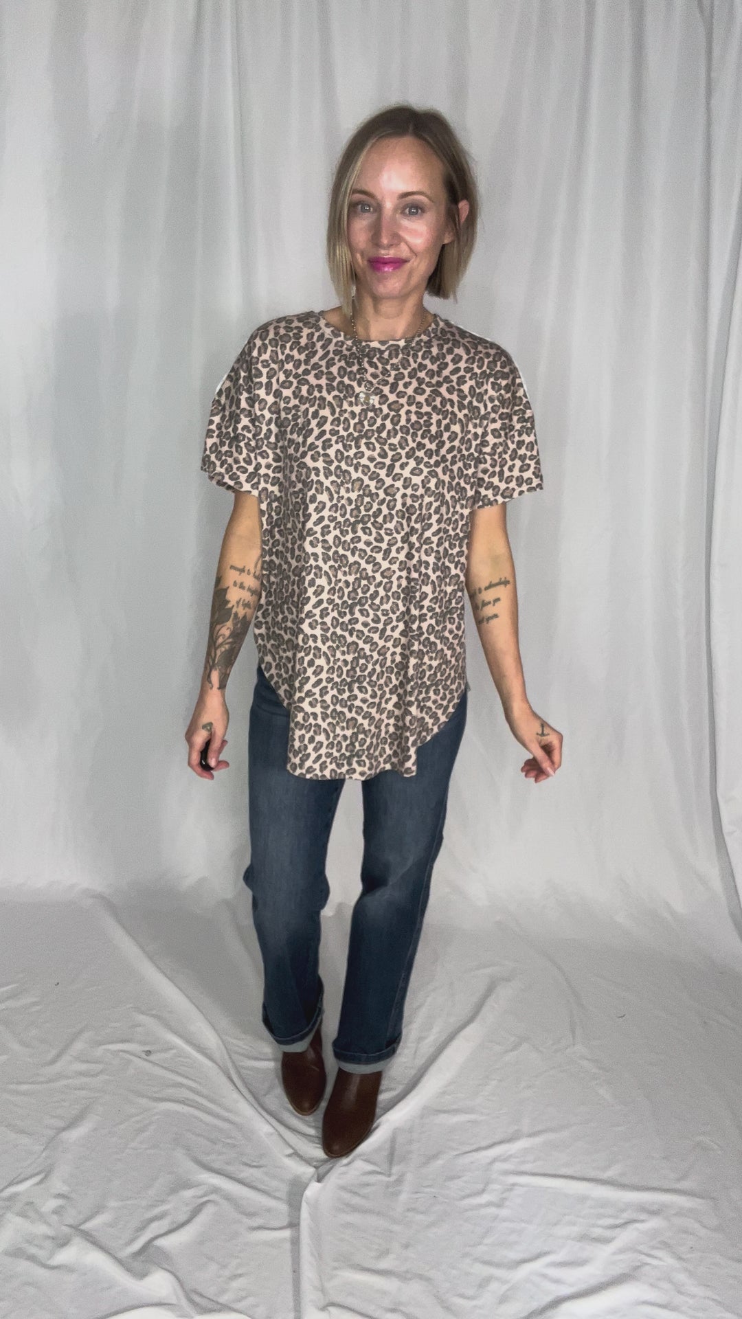 Joey Washed Cotton Boyfriend Tee- CHEETAH
