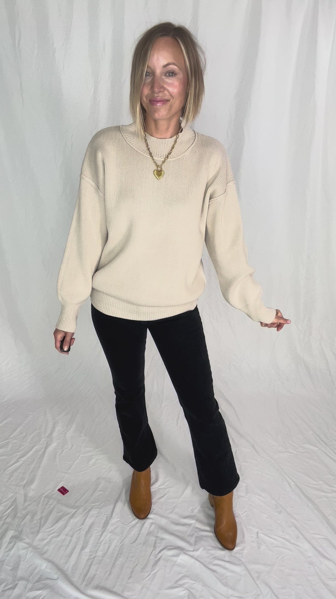 Saga Drop Shoulder Sweater- SAND BEIGE