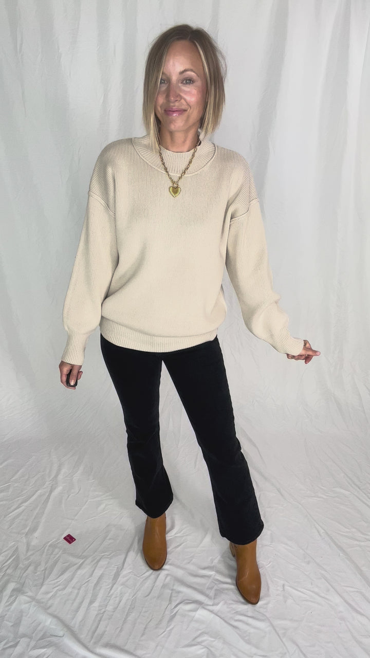 Saga Drop Shoulder Sweater- SAND BEIGE