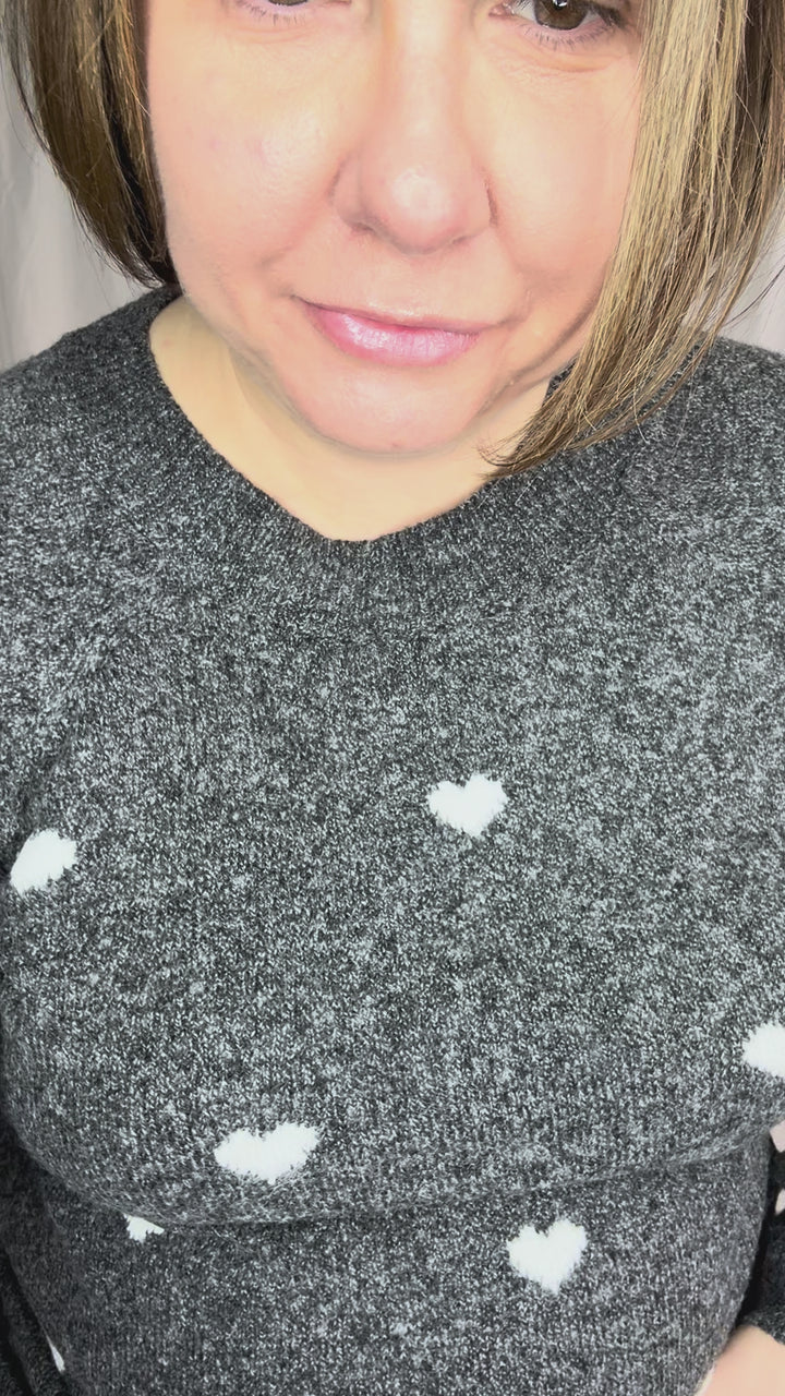 VERO MODA Doffy Hearts Sweater- DARK GREY