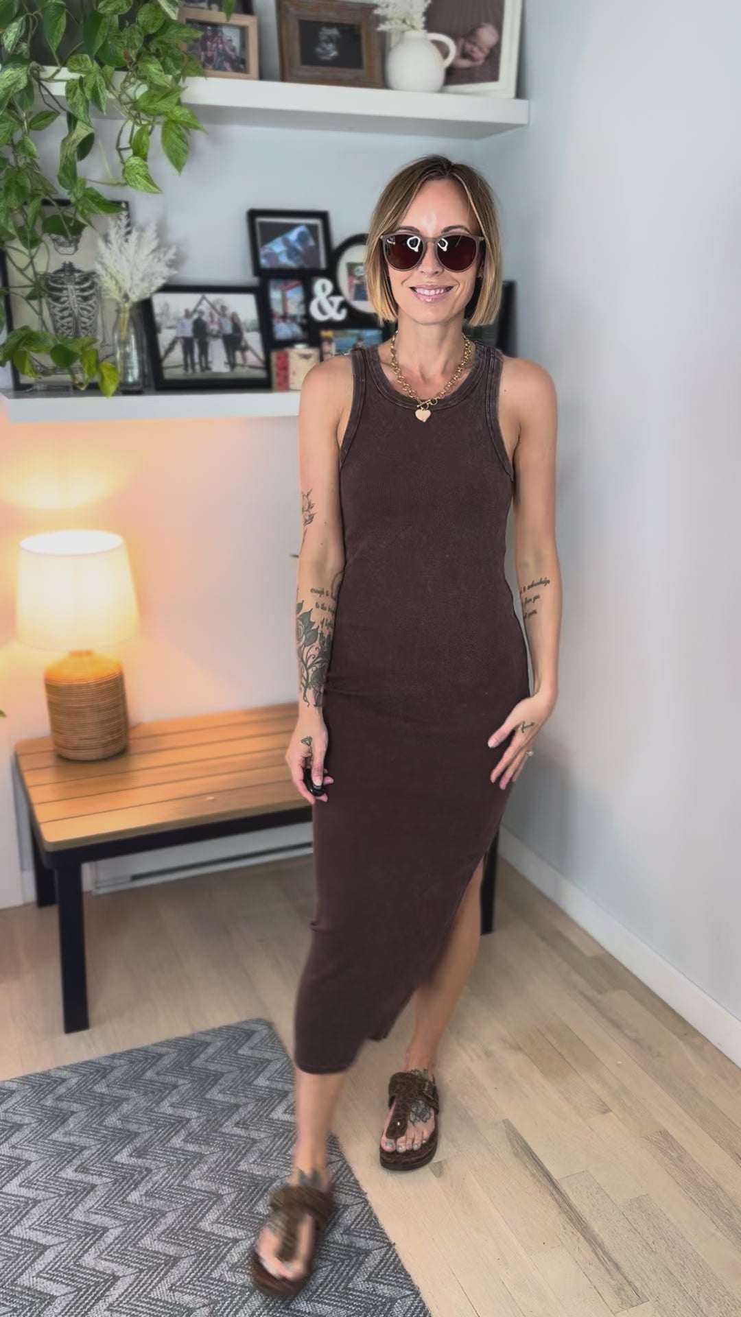 Patricia Ribbed Midi Dress- CHOCOALTE