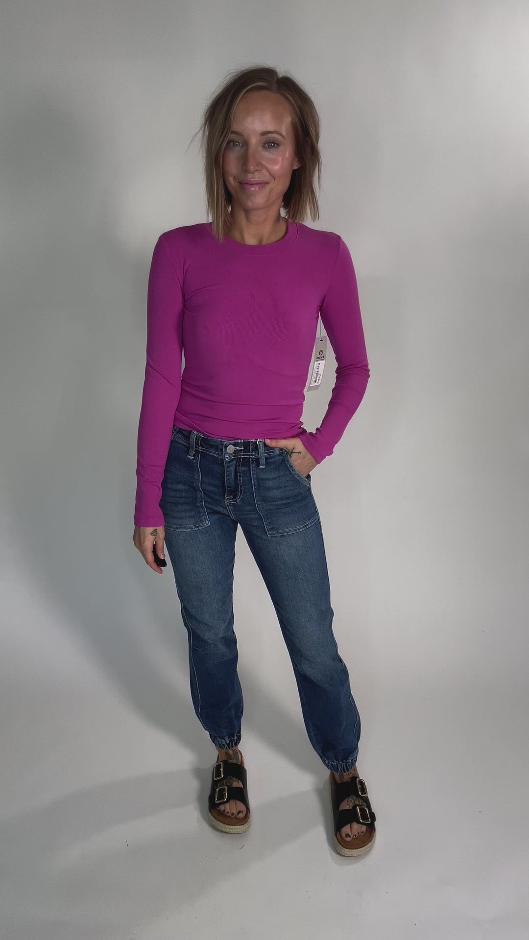 MONO B Linley Ribbed Scoop Neck- NEW ORCHID-FINAL SALE