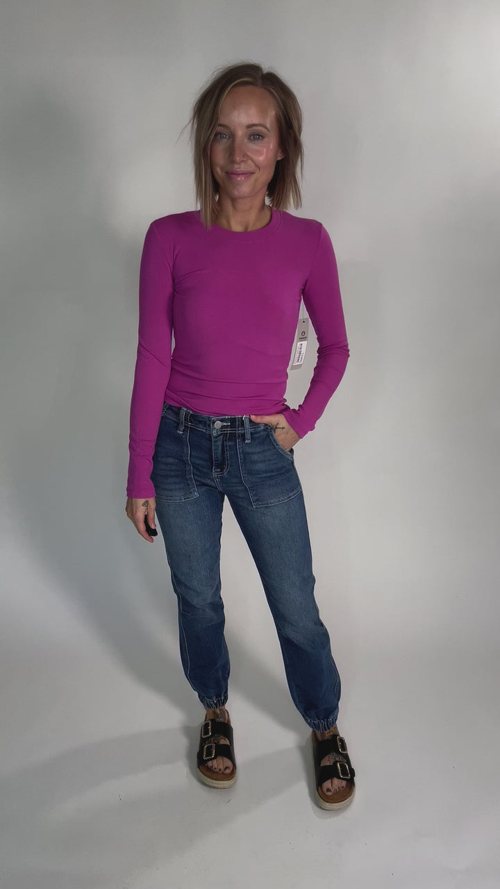 MONO B Linley Ribbed Scoop Neck- NEW ORCHID-FINAL SALE
