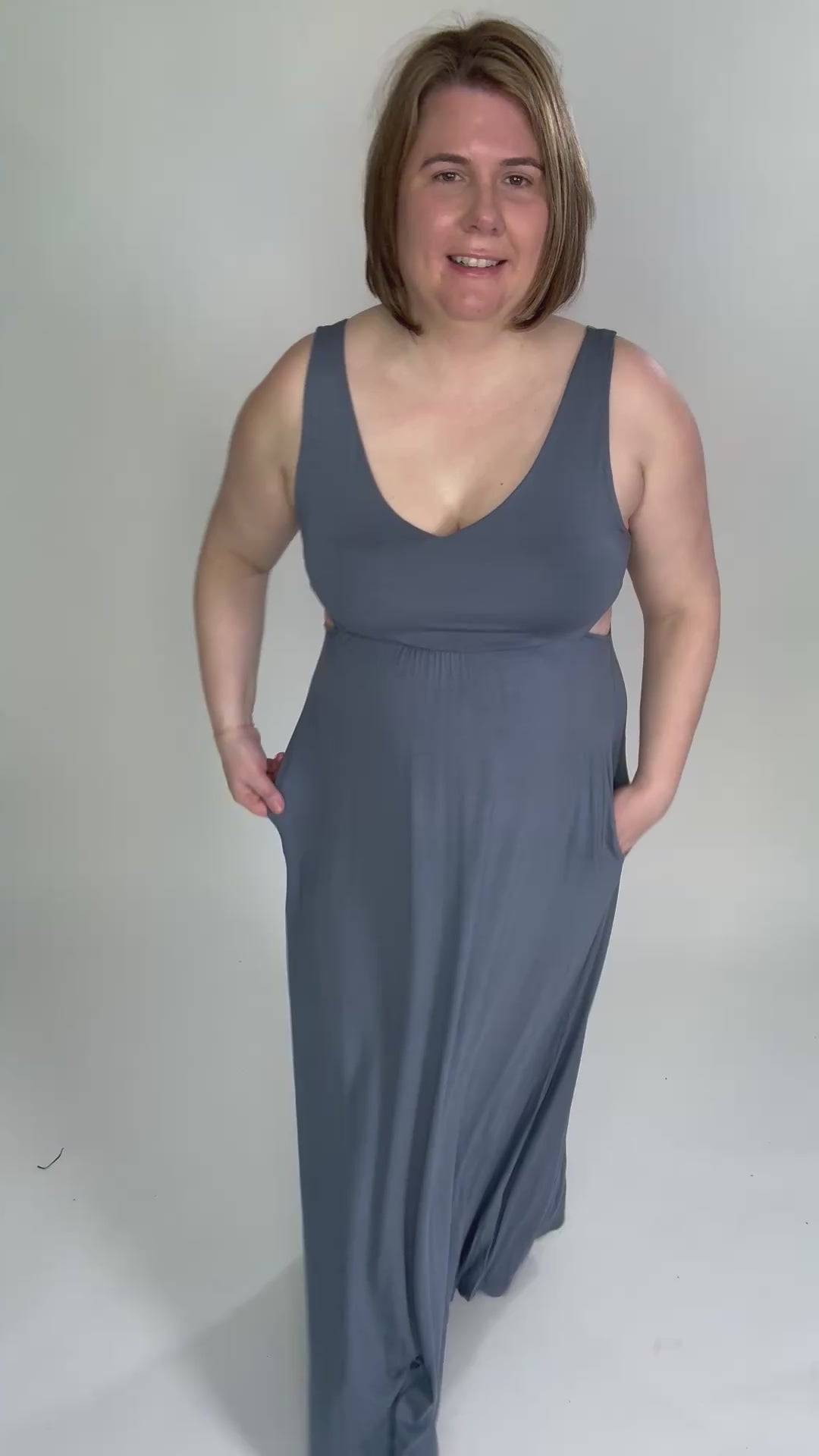 Agora Side Slit Maxi- VINTAGE DENIM-FINAL SALE