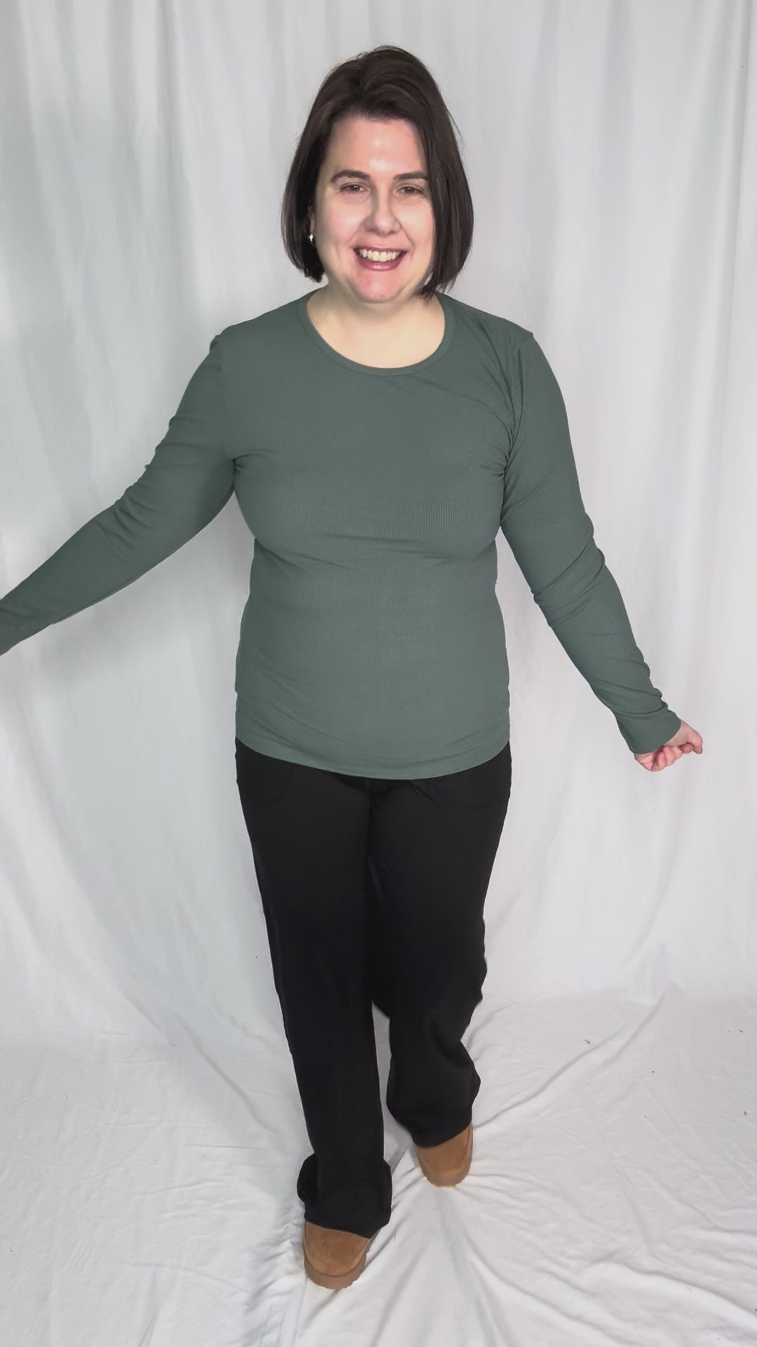 Indie Ribbed Long Sleeve- SMOKEY OLIVE