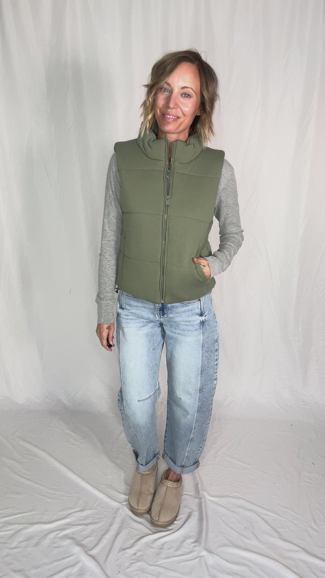 Erica Classic Puffer Vest- SAGE
