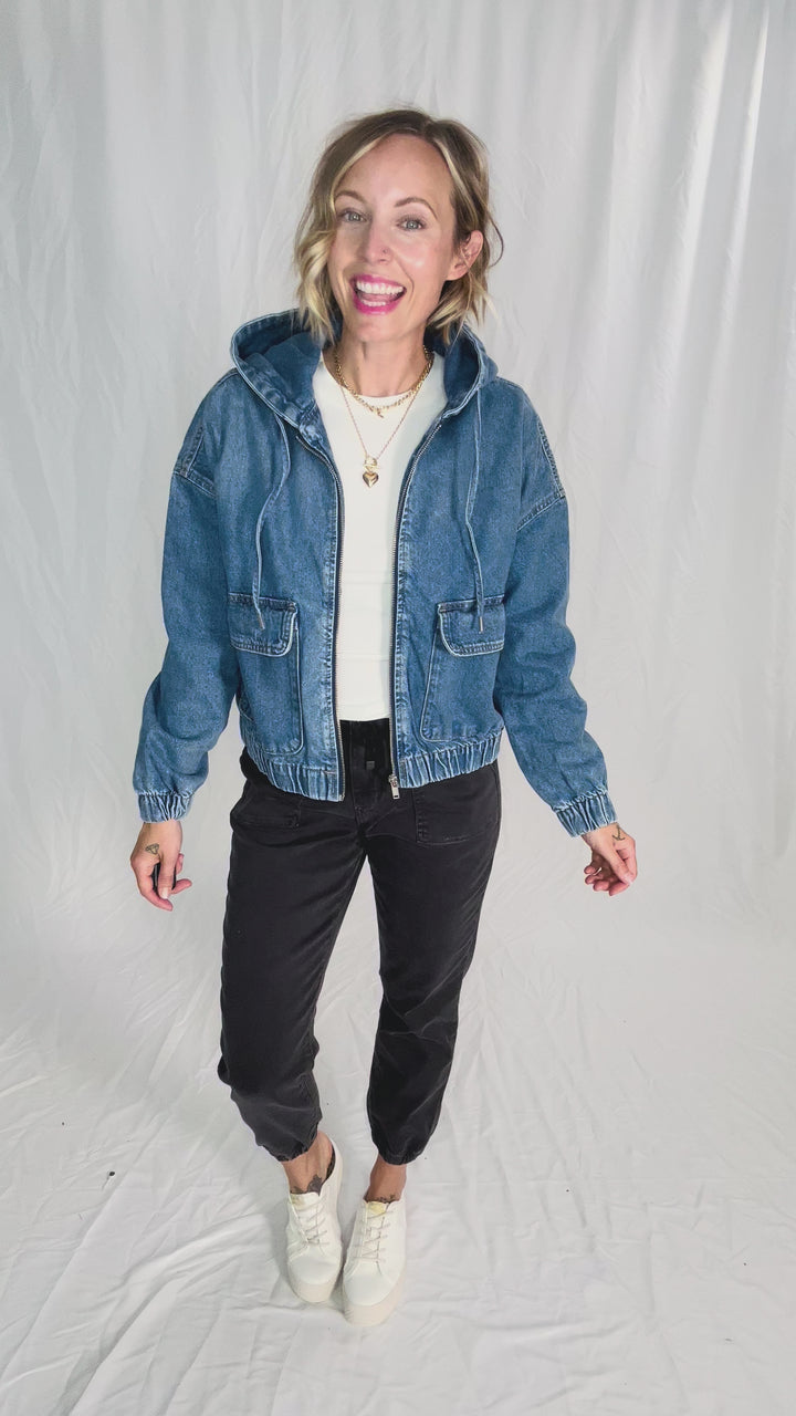 ONLY Kenzie Denim Hoodie Jacket- MEDIUM WASH **PRE-ORDER ETA AUG 8**