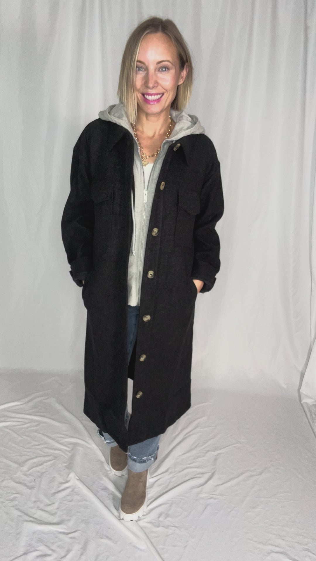 Evergreen Twofer Hoodie Jacket- BLACK